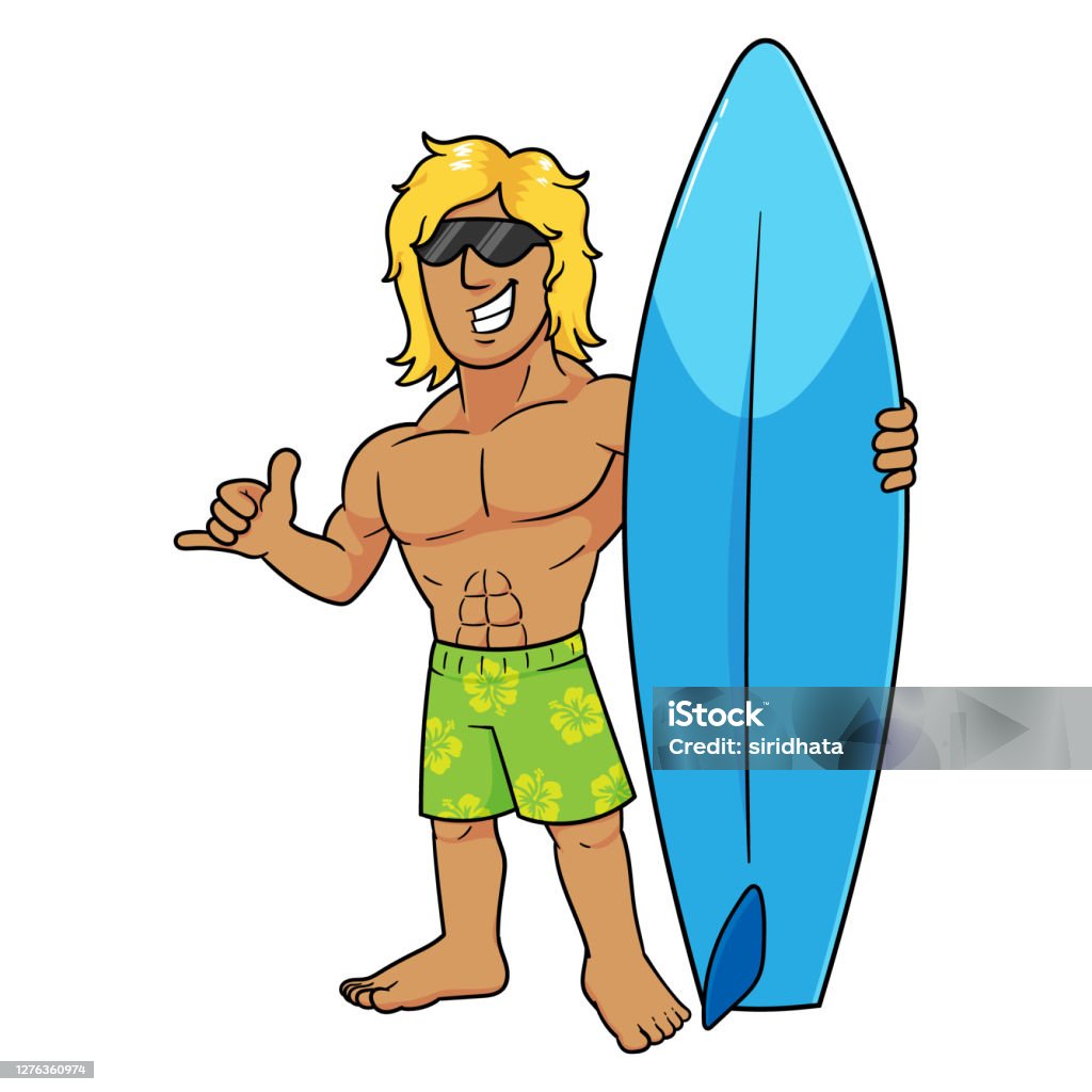 Cartoon Surfer Dude Character Illustration Stock Illustration - Download  Image Now - Cartoon, Surfboard, Hawaii Islands - iStock