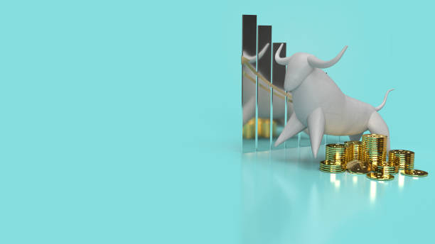 istock white stone bull on blue background for business content 3d rendering. 1276362070