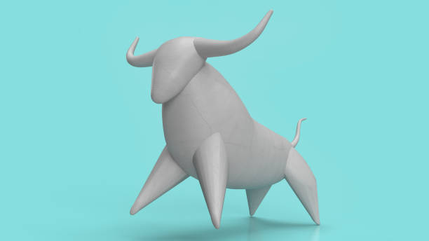 istock white stone bull on blue background for business content 3d rendering. 1276362088