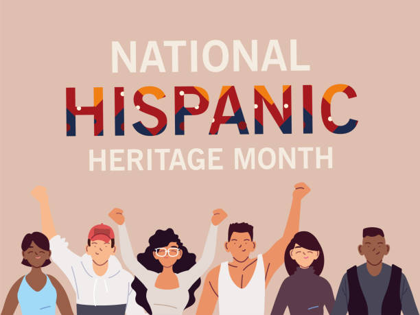 ilustrações de stock, clip art, desenhos animados e ícones de national hispanic heritage month with latin women and men vector design - latin american and hispanic ethnicity illustrations