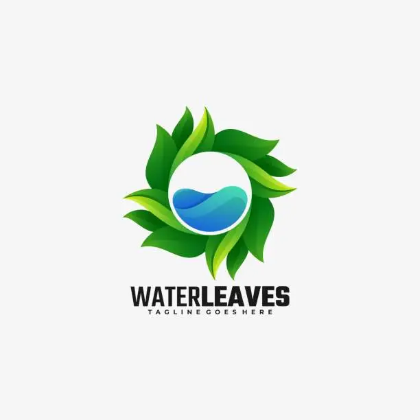 Vector illustration of Vector Illustration Water Leaves Gradient Colorful Style.