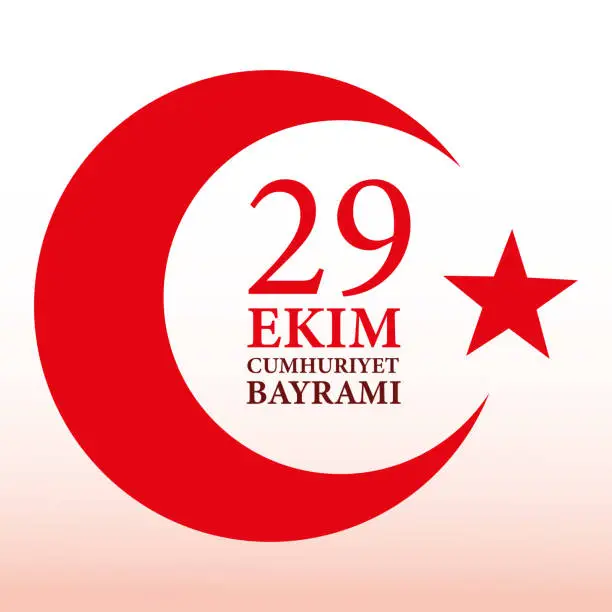 Vector illustration of 29 ekim cumhuriyet bayrami with red turkish moon with star vector design