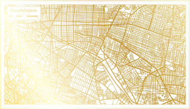 istock Guadalajara Mexico City Map in Retro Style in Golden Color. Outline Map. 1276365608