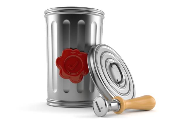 istock Trash can with wax seal stamp 1276365667