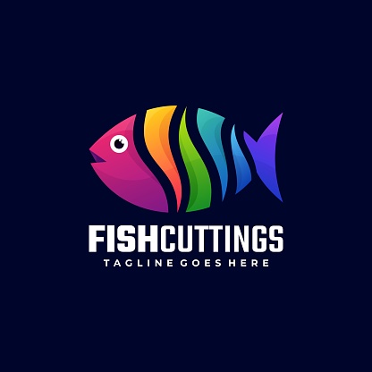 Vector Illustration Fish Cutting Gradient Colorful Style.