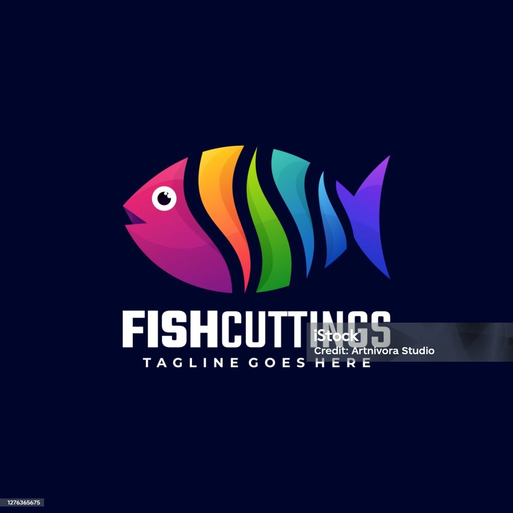 Fish Gradient Vector Illustration Fish Cutting Gradient Colorful Style Stock ...