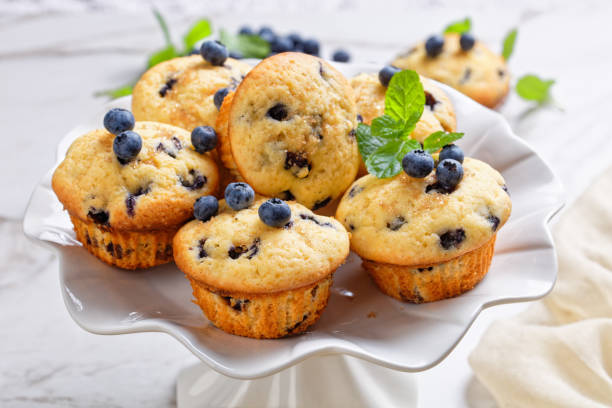istock Blueberry muffins baked with fresh blueberries 1276370345