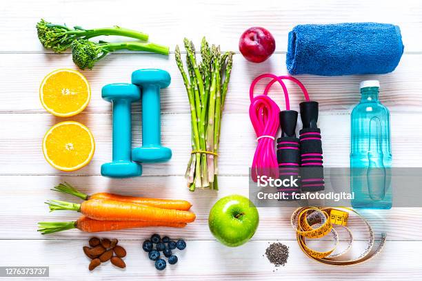 Exercising And Healthy Eating Food The Key For A Healthy Lifestyle Stock Photo - Download Image Now