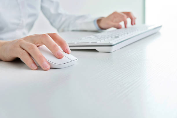 istock Businesswoman hand on computer keyboard 1276373981