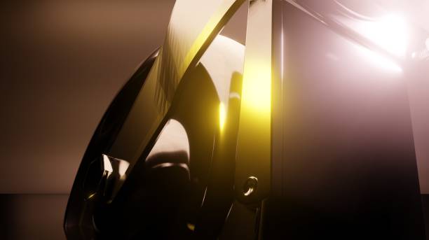 istock 3d rendering illustration of a metallic golden wheel with an empty background. use it for text, banner, card and advertisement purpose 1276374752