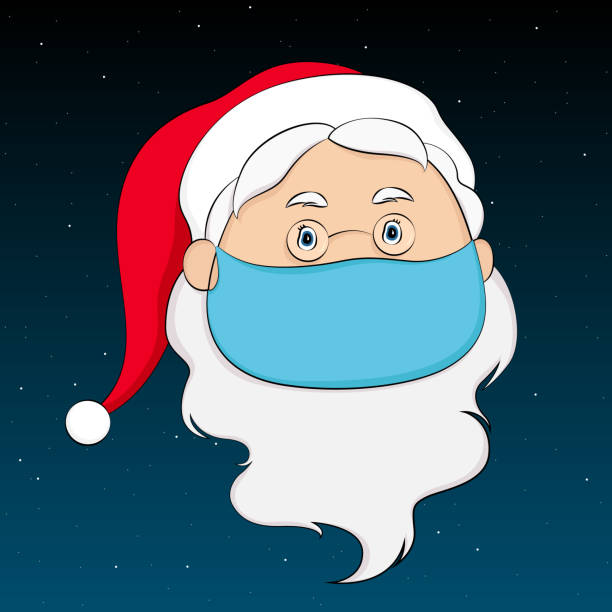 istock Santa Claus in medical mask. Christmas 2020 concept. Vector illustration 1276376844