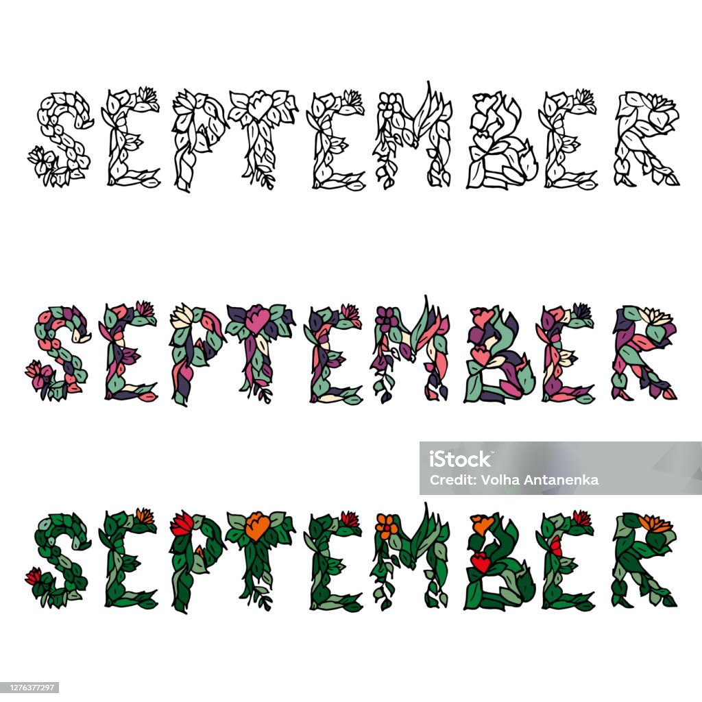 September Labes September Lettering Typography Stock Illustration - Download Image Now ...