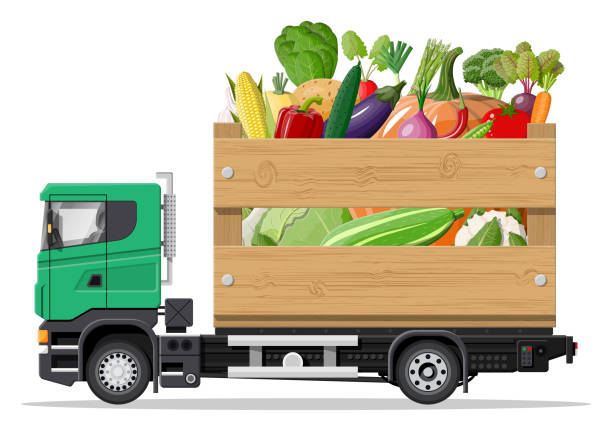 istock Truck car full of vegetables products 1276378180