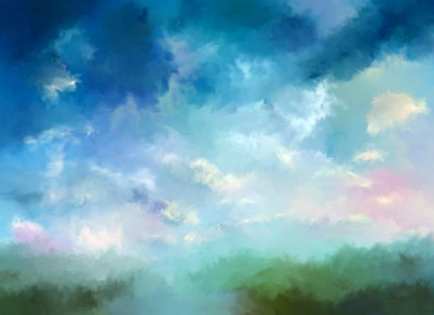 letni krajobraz - dramatic sky obrazy stock illustrations