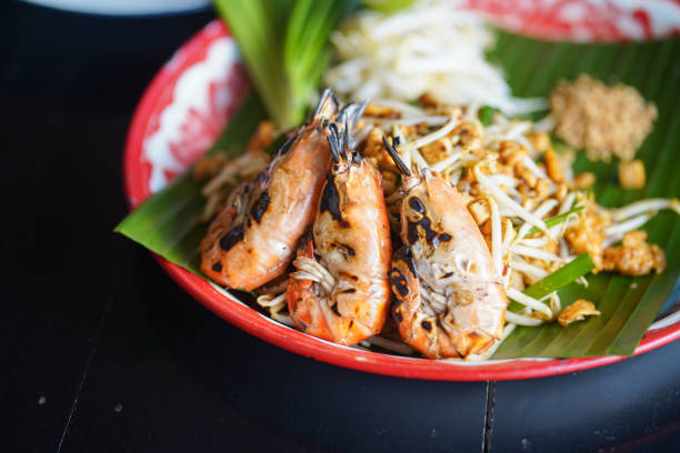 Pad thai , Stir fry vermicelli or noodles with shrimp, Thai food.