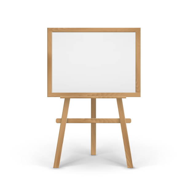 istock Vector Wooden Brown Sienna Art Board Easel with Mock Up Empty Blank Horizontal Canvas in Frame Isolated on Background 1276381873