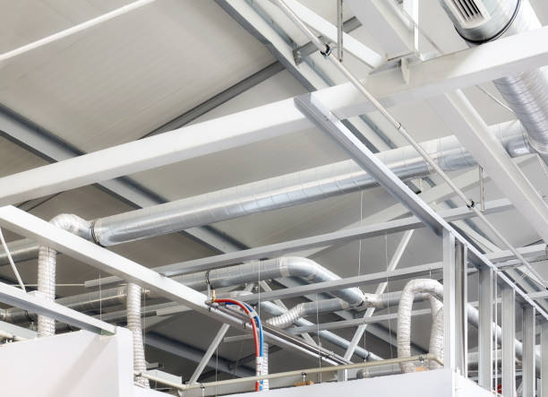 istock Industrial internal ventilation system in a factory. 1276381933