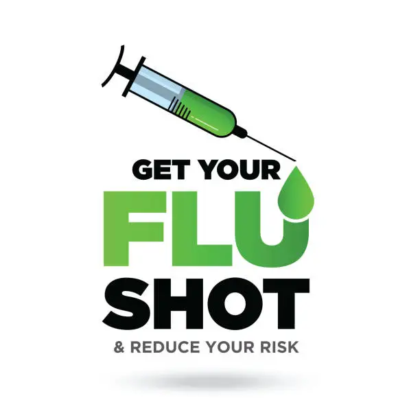 Vector illustration of Get Your Flu Shot, Injecting Flu Vaccine stock illustration