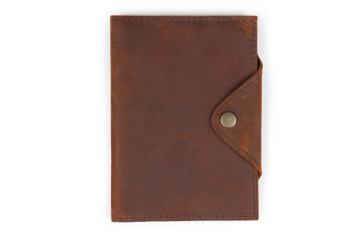 Leather Notebook on White Background