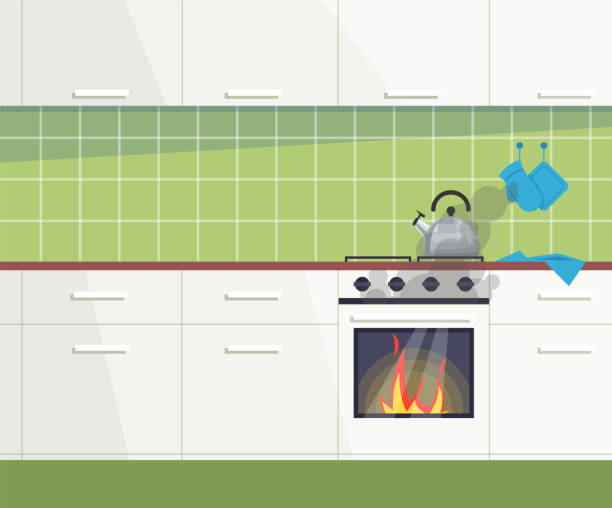 Kitchen Fire Drawing 80+ Kitchen Fire Accident Stock Illustrations, Royalty-Free Vector ...