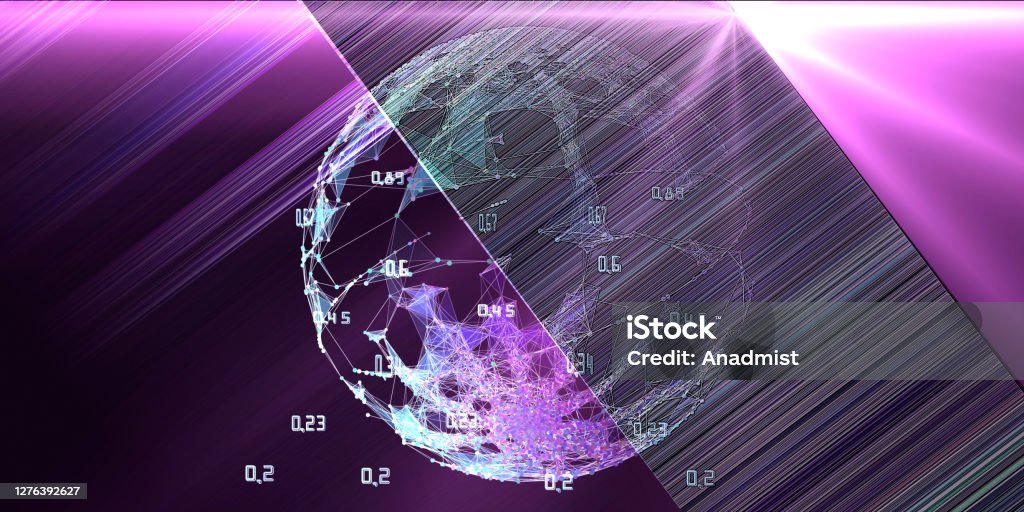 Polygonal Artificial Intelligence Grid Sphere With Data Big Data ...