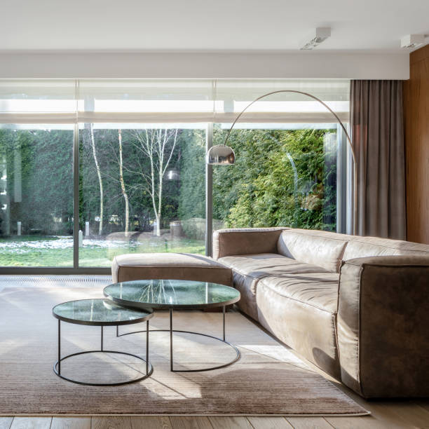 istock Luxury living room with window wall 1276393722