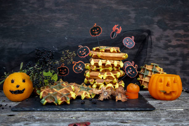 istock yellow corn waffles with turmeric for halloween party 1276396342