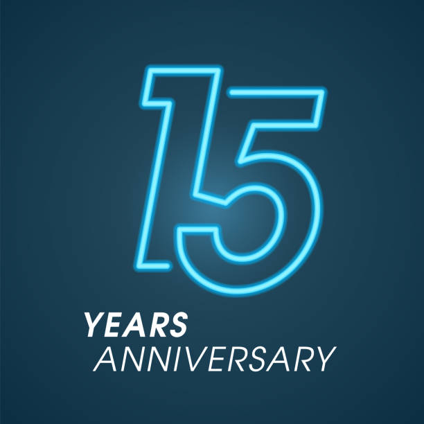 15 years anniversary vector icon. Graphic design element with neon number 15 years anniversary vector icon. Graphic design element with neon number for 15th anniversary number 15 stock illustrations