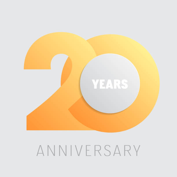illustrations, cliparts, dessins animés et icônes de icône vectorielle anniversaire de 20 ans. élément de conception graphique carré avec le nombre de couleur d’or - 20