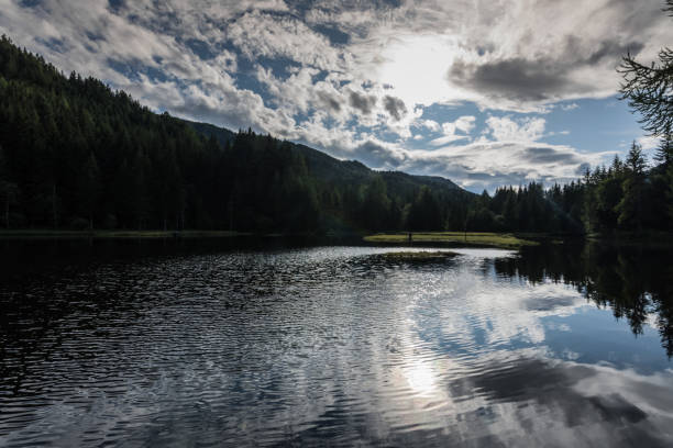 istock mountain lake with waves and reflection from the clouds 1276398700