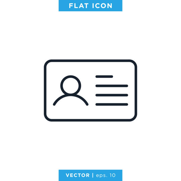 stockillustraties, clipart, cartoons en iconen met sjabloon vectorontwerp van id-kaartpictogram. trendy stijl met bewerkbare slag. - visitekaartje