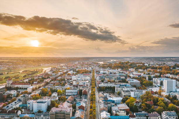 istock Aerial View Of Townscape Against Sky During Sunset 1276402130