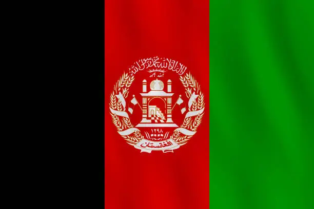 Vector illustration of Afghanistan flag with waving effect, official proportion.