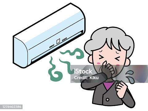 istock an old woman who is in trouble with a bad-smelling air conditioner 1276402386