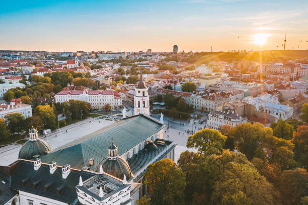 istock Aerial View Of Townscape Against Sky During Sunset 1276404876