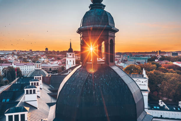 istock Aerial View Of Townscape Against Sky During Sunset 1276404991