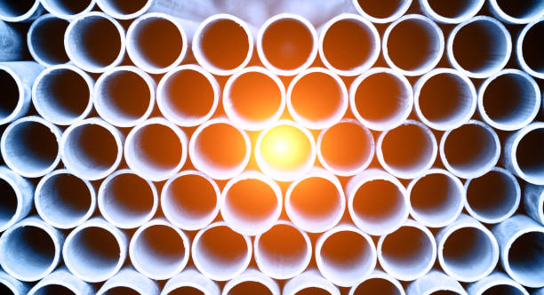 istock Stack of steel pipes on the shelf 1276406632
