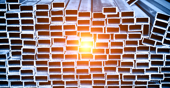 Stack of square steel tubes