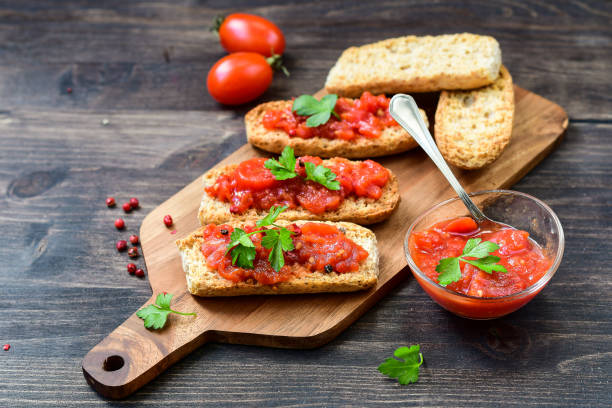 istock Italian bruschetta with tomatoes 1276408215