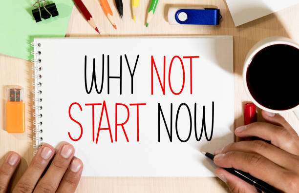 istock why not start now concept. male hand writes why not start now 1276411482