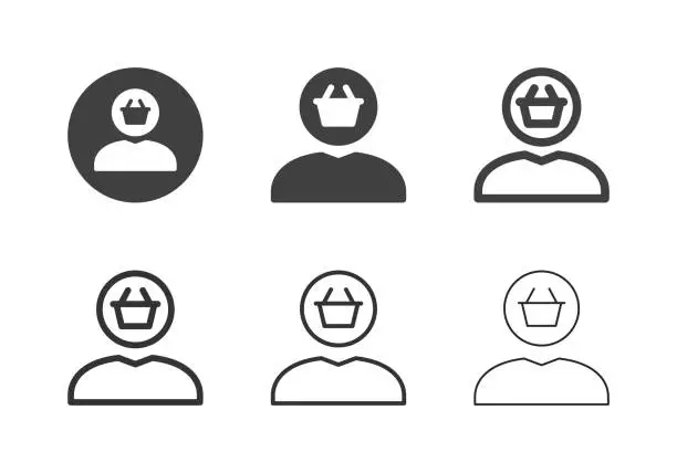 Vector illustration of Human Head Market Icons - Multi Series