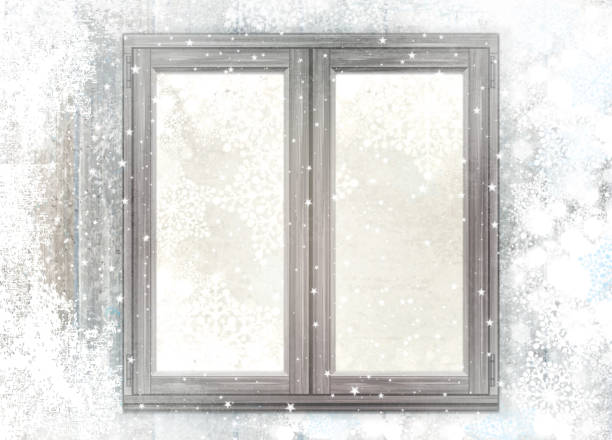 istock Snowy window. Background for holiday,  winter design.  Christmas background. 1276419523