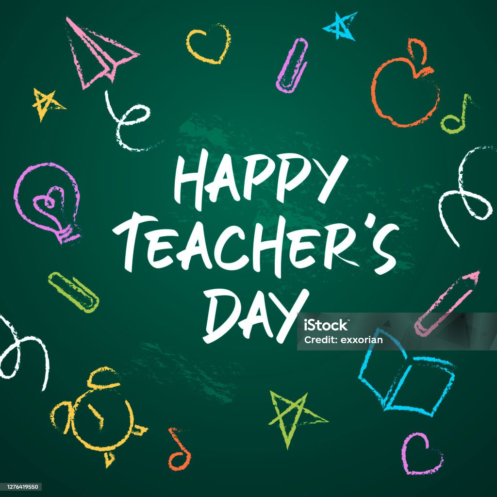 Happy Teachers Day Stock Illustration - Download Image Now - Teacher,  Teachers' Day, Chalkboard - Visual Aid - iStock