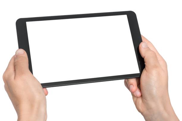 istock Tablet with blank white touch screen in hands of woman 1276420065