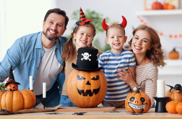istock Delighted family during Halloween celebration 1276422045