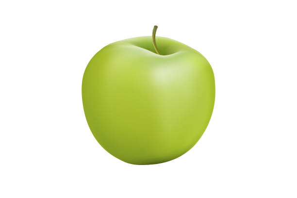 Red fuji apple falling in the air isolated on pink background.