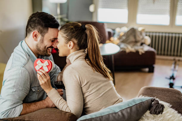 istock Couple having romantic moments at home 1276424802