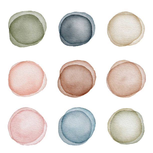 Watercolor Dot Design Elements Set Vector illustration of Dot Backgrounds. white background isolated on white vibrant color drawing stock illustrations