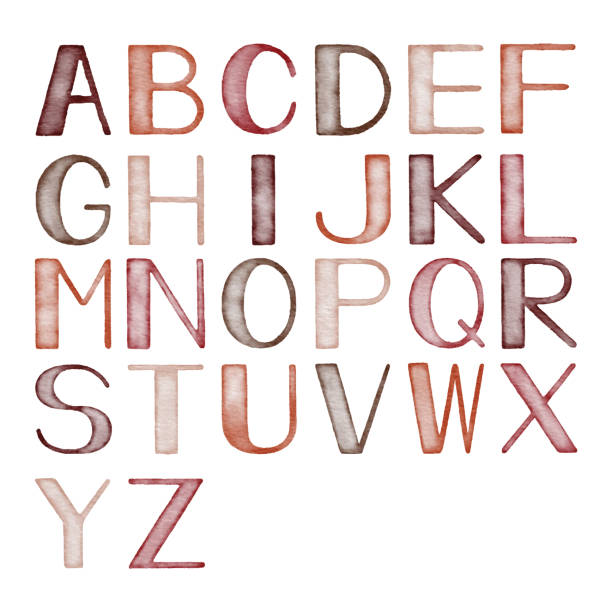 ilustrações de stock, clip art, desenhos animados e ícones de watercolor alphabets with autumn colors - paper alphabet script typescript