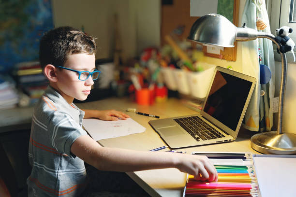 istock Home schooling distance learning child online education 1276436622